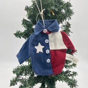 St.‎ Nicholas Square Texas Patriotic American Flag Shirt Christmas Ornament